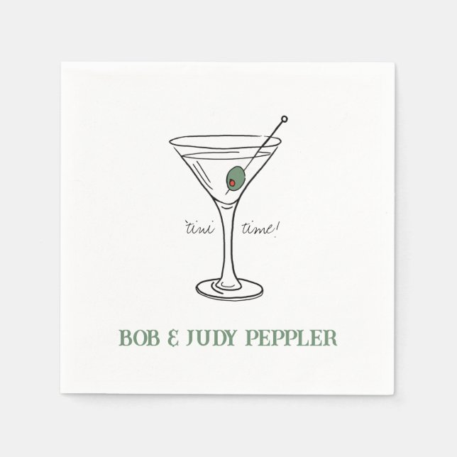 'tini time Personalised Paper Cocktail Napkins (Front)