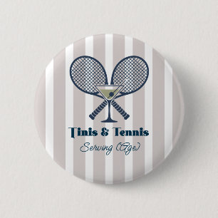 Tinis & Tennis Country Club Preppy Party 6 Cm Round Badge