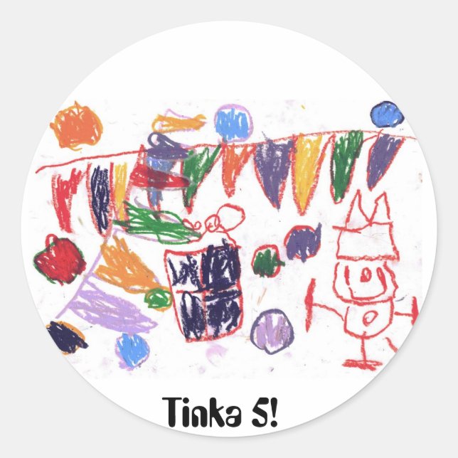 Tinka 5! classic round sticker (Front)