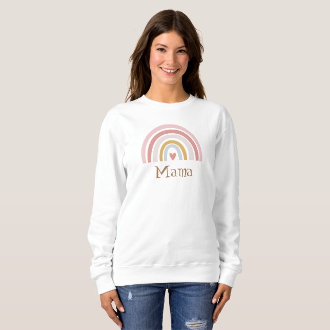 TINLEY Boho Burnt Orange Rainbow Sun Mama Sweatshirt (Front Full)