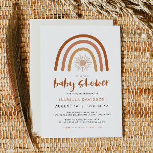 TINLEY Boho Terracotta Rainbow Sun Baby Invitation