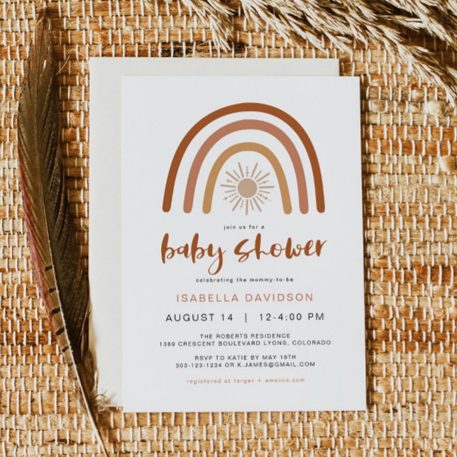 TINLEY Boho Terracotta Rainbow Sun Baby Invitation (Creator Uploaded)