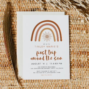 TINLEY Boho Terracotta Rainbow Sun First Birthday Invitation