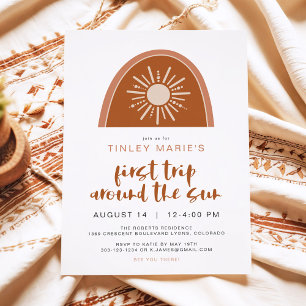 TINLEY Boho Terracotta Rainbow Sun First Birthday  Invitation