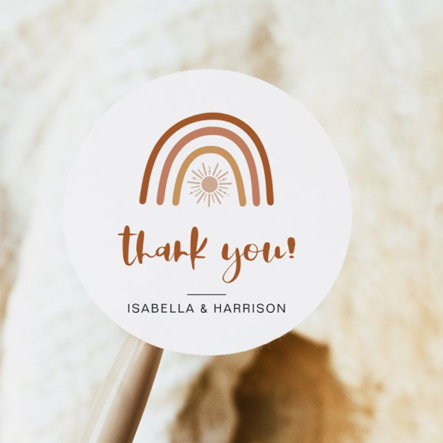 TINLEY Boho Terracotta Rainbow Thank You Sticker (Creator Uploaded)