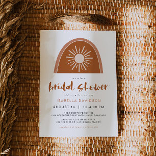 TINLEY Boho Terracotta Sun Rainbow Bridal Shower Invitation