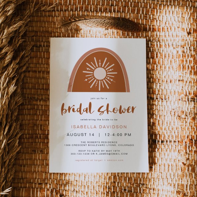 TINLEY Boho Terracotta Sun Rainbow Bridal Shower Invitation (Creator Uploaded)