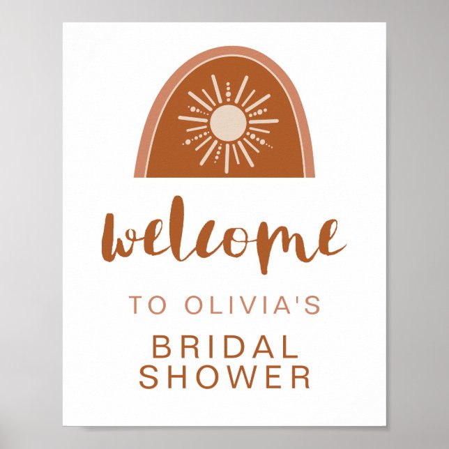 TINLEY Boho Terracotta Sun Rainbow Bridal Shower Poster (Front)