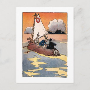 Tinman and Scarecrow in a Boat Postcard