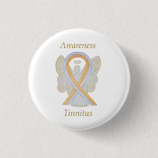 Tinnitus Gold/Silver Awareness Ribbon Angel Pin