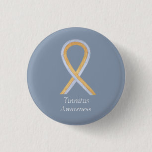 Tinnitus Gold/Silver Awareness Ribbon Custom Pin