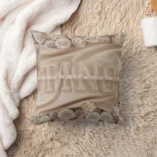 TINO Embroidered Rose Throw Pillow