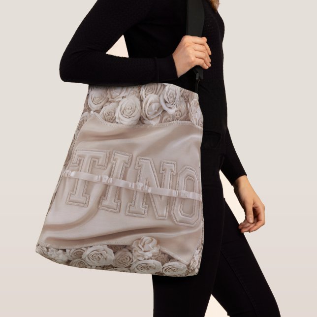 TINO Embroidered Rose Tote Bag (Close Up)