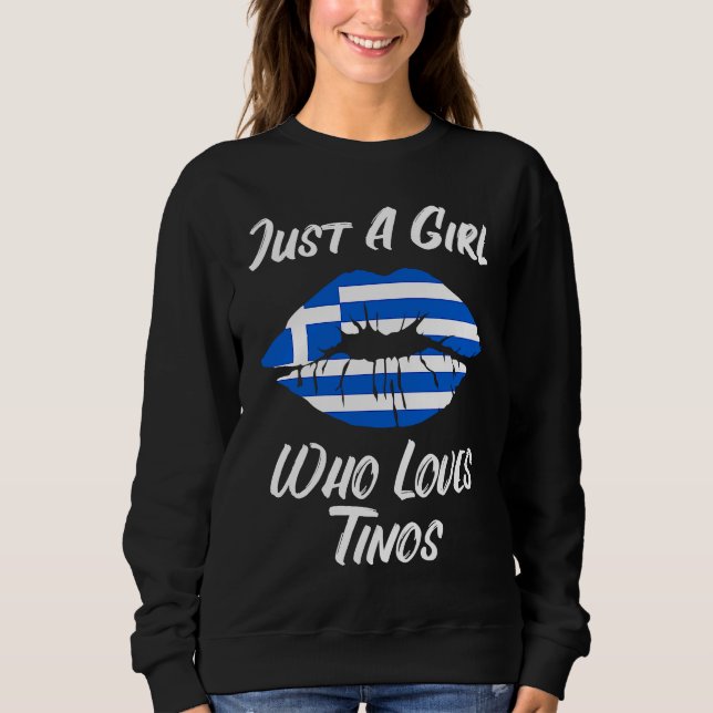 Tinos Lips Mouth Love Greek Flag Sweatshirt (Front)