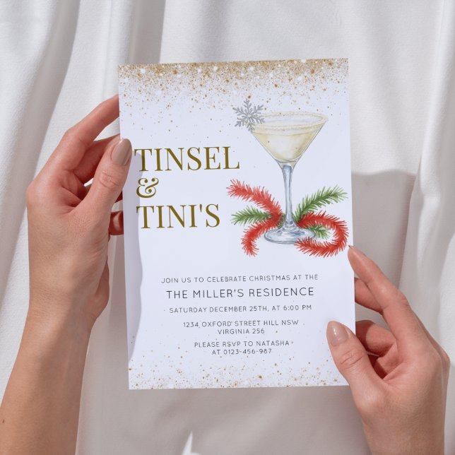 Tinsel and Tinis Christmas Holiday Party Invitation (Creator Uploaded)