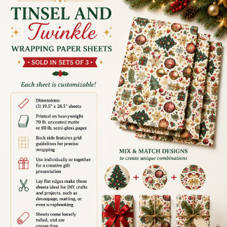 Tinsel and Twinkle Wrapping Paper Sheet