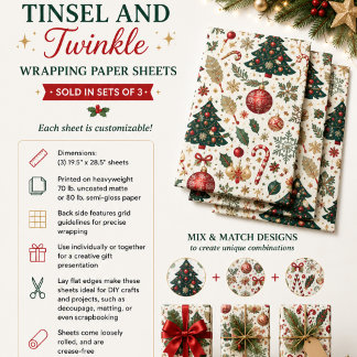 Tinsel and Twinkle Wrapping Paper Sheet