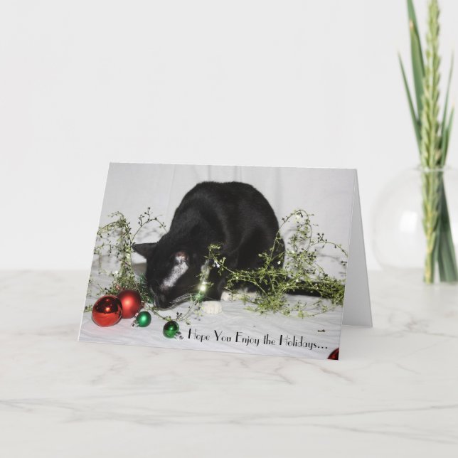 Tinsel Cat Holiday Card (Front)
