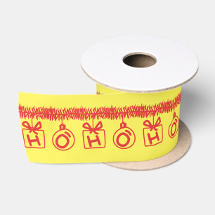 Tinsel HO HO HO Red Satin Ribbon