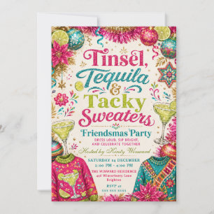 Tinsel Tequila Tacky Sweaters Friendsmas Party Invitation