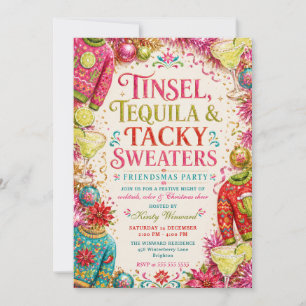 Tinsel Tequila Tacky Sweaters Friendsmas Party Invitation