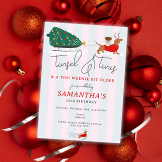 Tinsel & Tinis Tini Weenie Bit Christmas Birthday Invitation