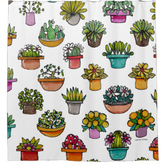 Tint Plants In Pots Shower Curtain