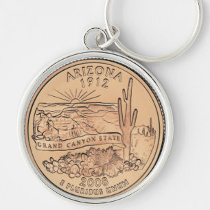 Tinted Arizona State Quarter Design   Key Ring