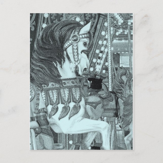 Tinted Carousel Horse Holiday Postcard (Front)