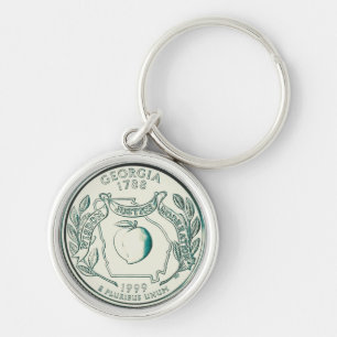 Tinted Georgia State Quarter Design  Key Ring