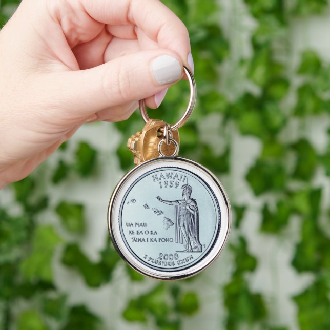 Tinted Hawaii State Quarter Design  Key Ring (Hand)