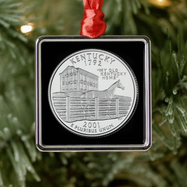 Tinted Kentucky State Quarter  Metal Ornament (Tree)