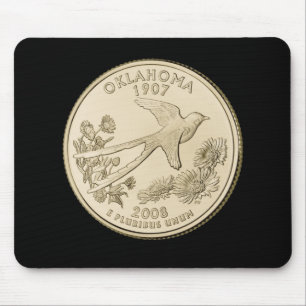 Tinted Oklahoma State Quarter Design Mouse Pad