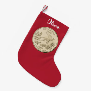Tinted Oklahoma State Quarter Personalised Small Christmas Stocking