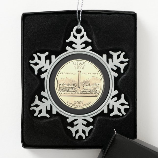 Tinted Utah State Quarter   Snowflake Pewter Christmas Ornament (Box)