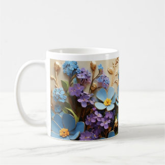 Tiny 3D Flowers with Golden Outline Mug