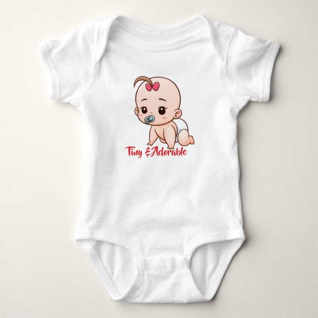 Tiny & Adorable Cartoon Baby Bodysuit (Front)