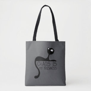 Tiny Agent of Chaos Black Cat grey Tote Bag