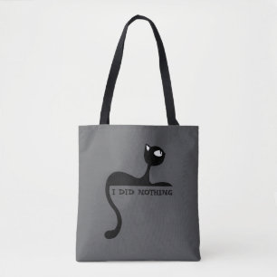 Tiny Agent of Chaos Black Cat grey Tote Bag