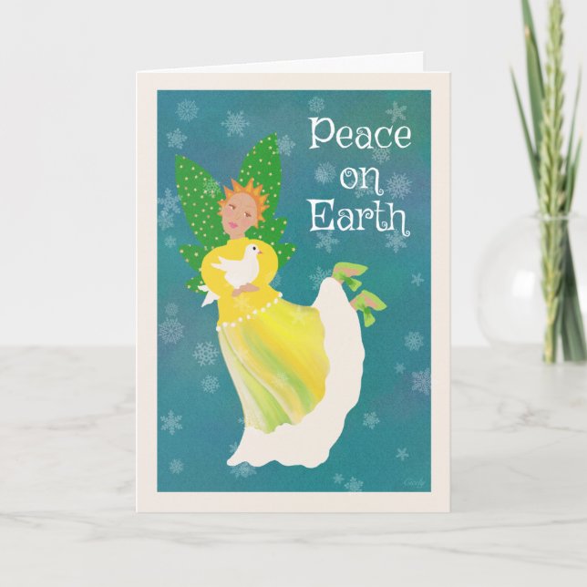 Tiny Angel Peace on Earth Holiday Card (Front)