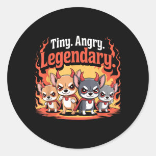 Tiny Angry Legendary Chihuahua Halloween Devil Dog Classic Round Sticker