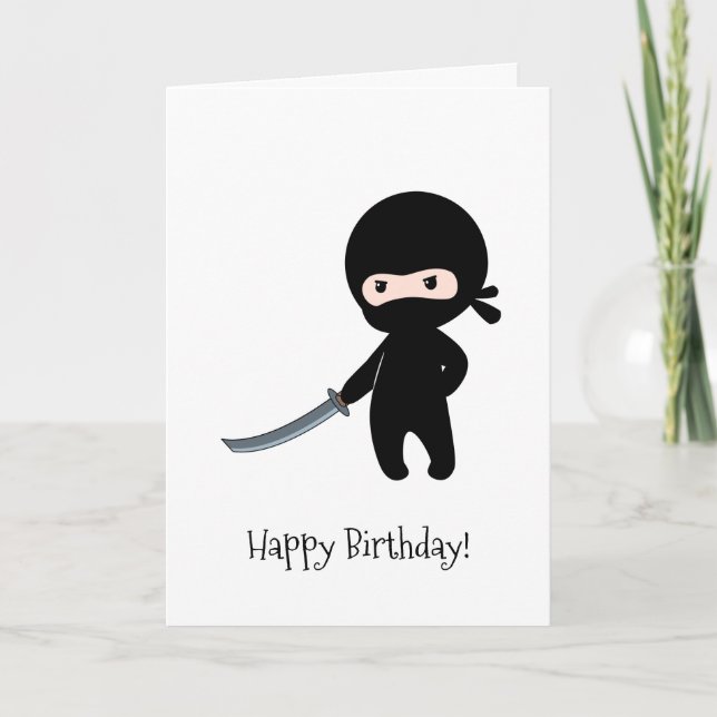 Tiny Angry Ninja Birthday Card (Front)