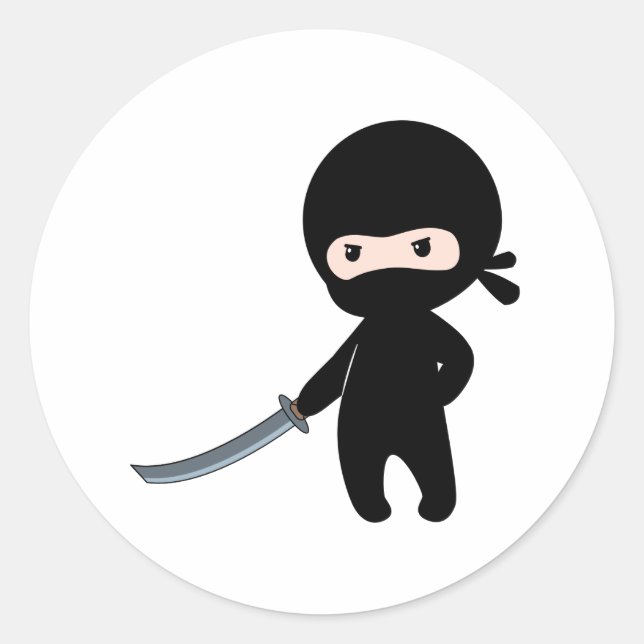 Tiny Angry Ninja Classic Round Sticker (Front)