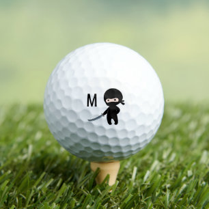 Tiny Angry Ninja Monogram Initial Golf Balls