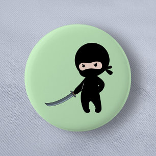 Tiny Angry Ninja on Green 6 Cm Round Badge