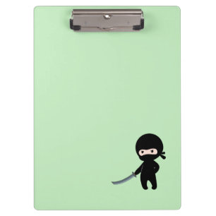Tiny Angry Ninja on Green Clipboard