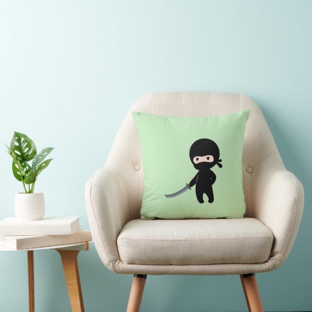 Tiny Angry Ninja on Green Cushion (Chair)