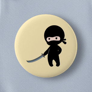 Tiny Angry Ninja on Yellow 6 Cm Round Badge