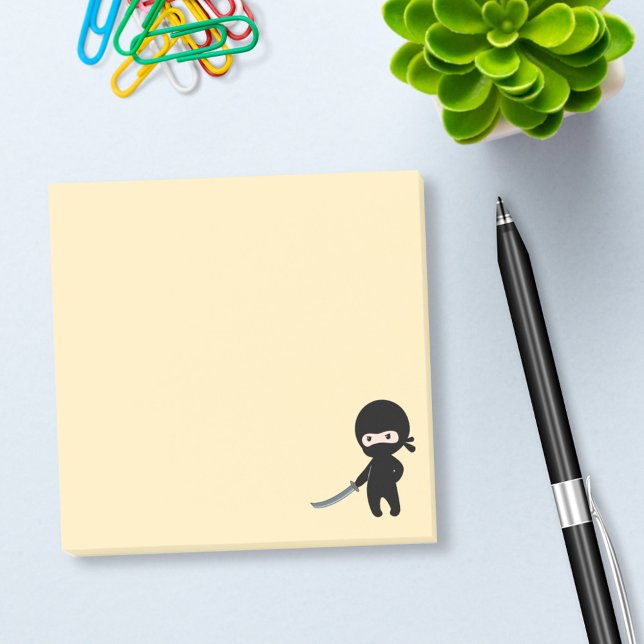 Tiny Angry Ninja on Yellow Post-it Notes (Creator Uploaded)