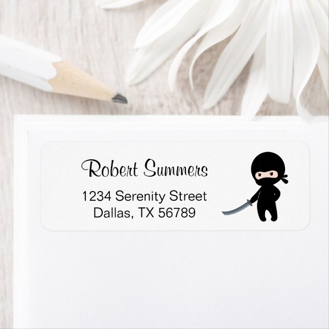 Tiny Angry Ninja Return Address Label (Insitu)